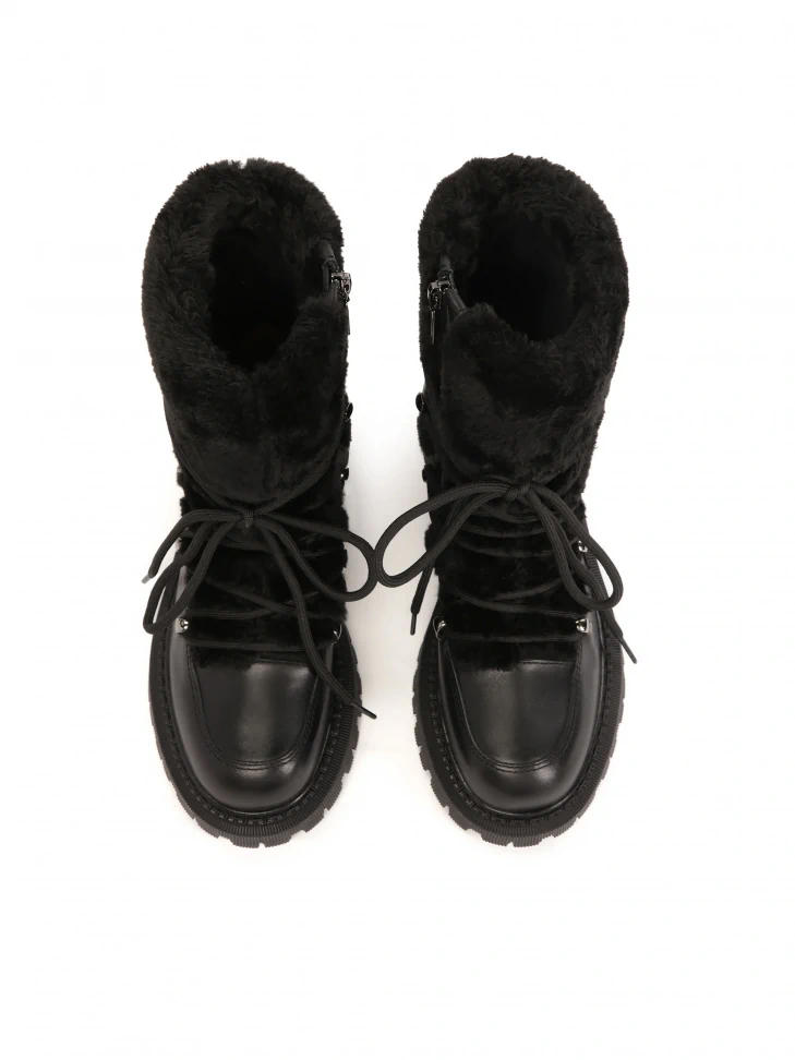 Kazar Black Boots With Fur Upper