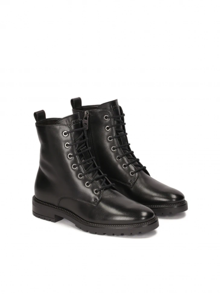 Kazar Black Boots With Lacing And Zipper