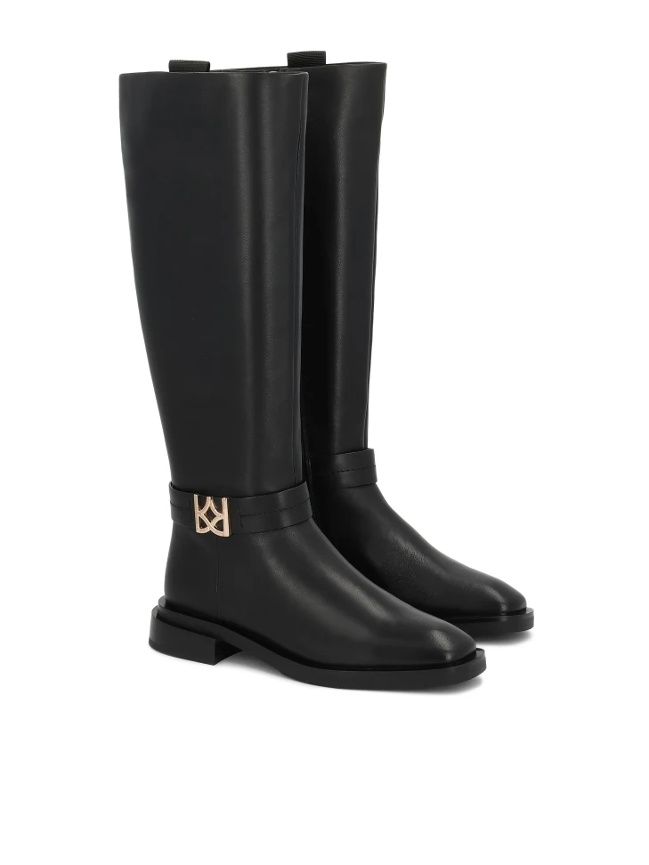 Kazar Black Boots With Logo Accent