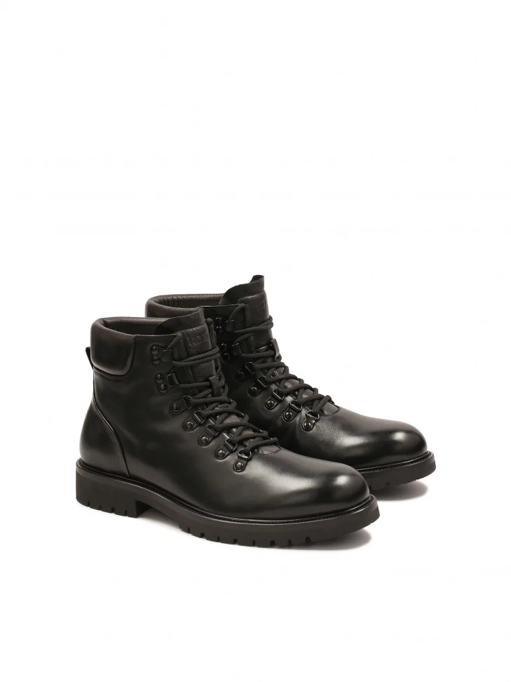 Kazar Black Boots With Metal Loops