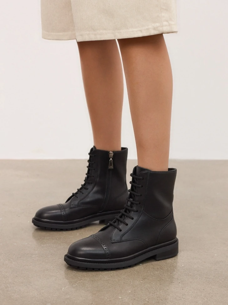 Kazar Black Boots With Openwork Decoration