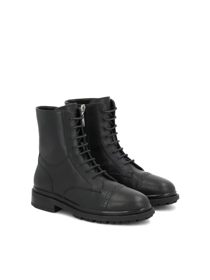 Kazar Black Boots With Openwork Decoration