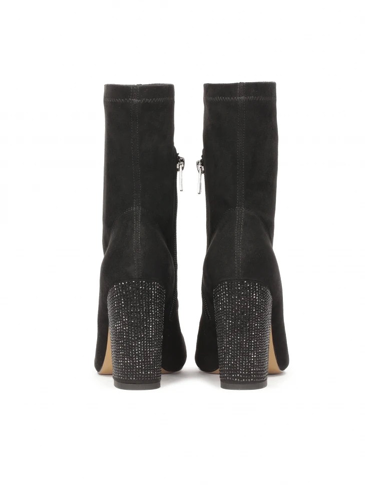Kazar Black Boots With Rhinestone-embellished Heel