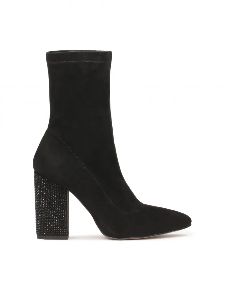 kazar Black boots with rhinestone-embellished heel