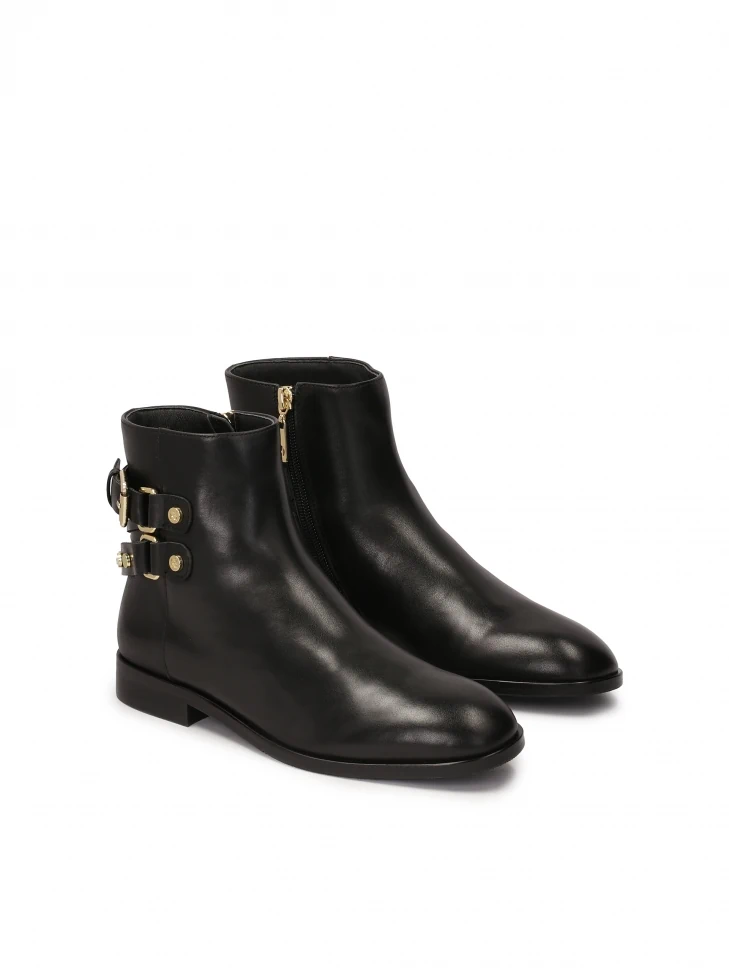 Kazar Black Boots With Rhinestones On A Flat Sole