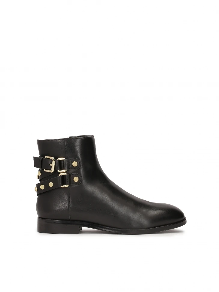 kazar Black boots with rhinestones on a flat sole