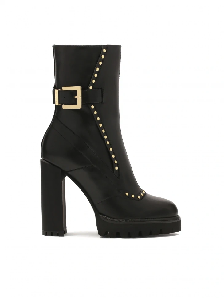 kazar Black boots with round gold rivets