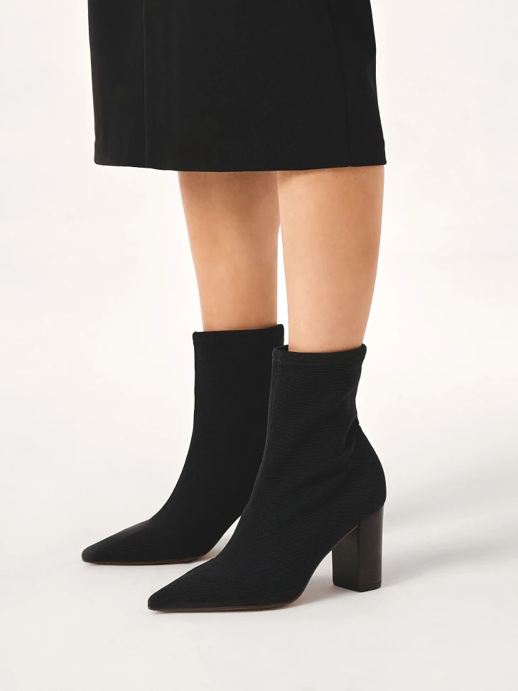 Kazar Black Boots With Slip-on Elastic Upper