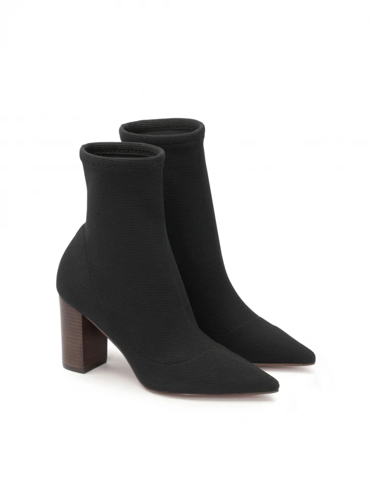Kazar Black Boots With Slip-on Elastic Upper