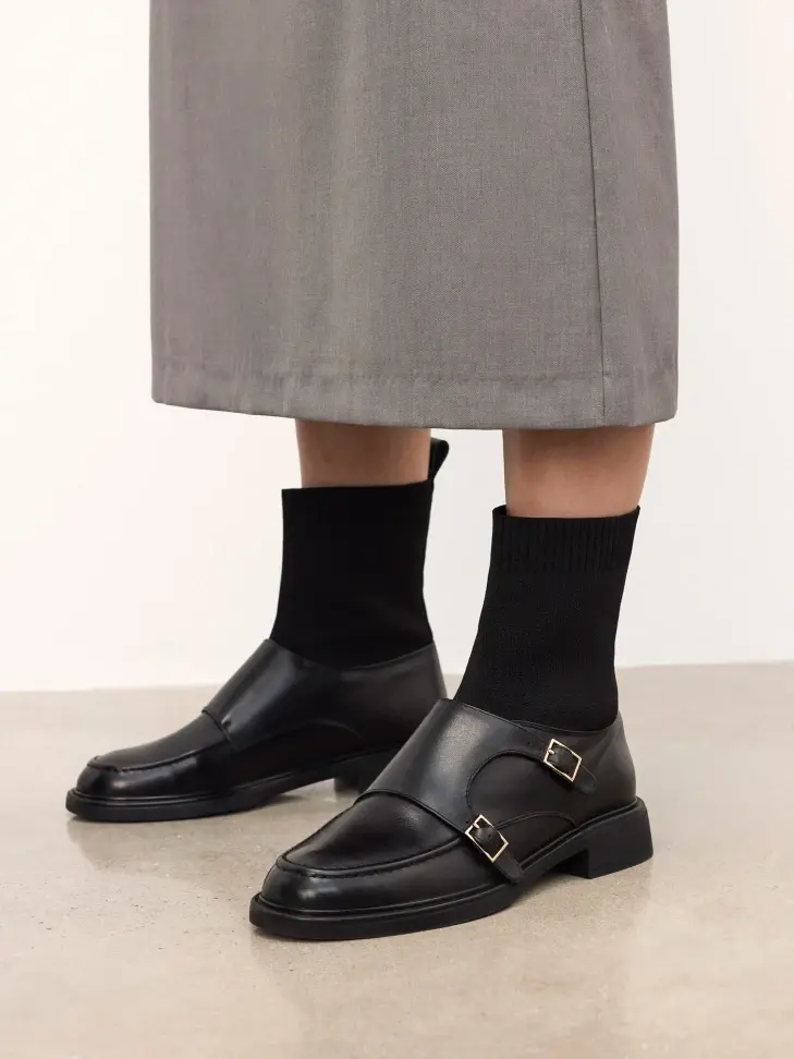 Kazar Black Boots With Sock Top