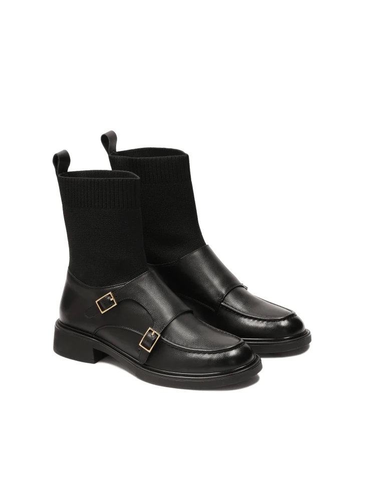 Kazar Black Boots With Sock Top