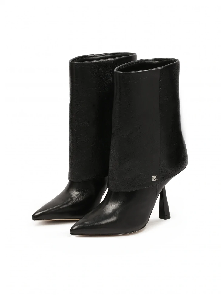 Kazar Black Boots With Turned-up Upper