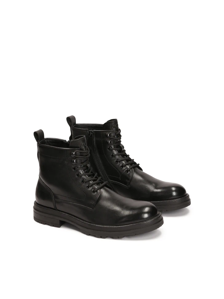 Kazar Black Boots With Zipper And Binding