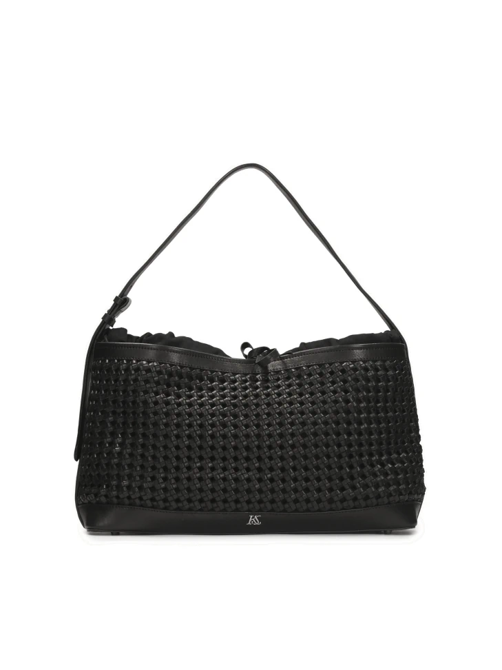 kazar Black braided leather handbag
