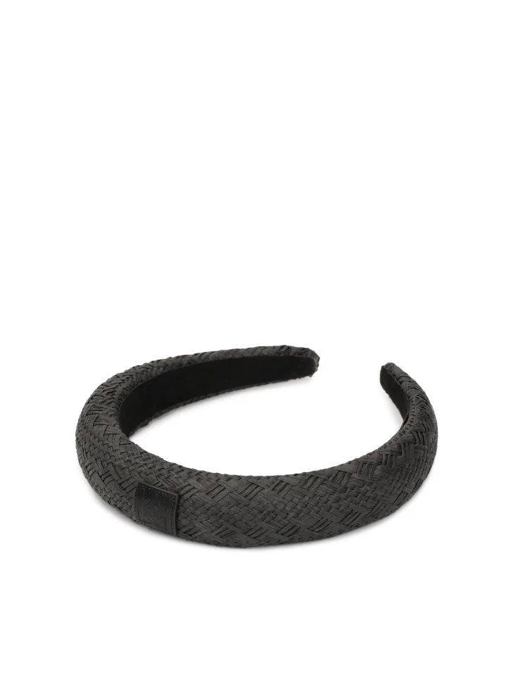 kazar Black braided paper straw headband