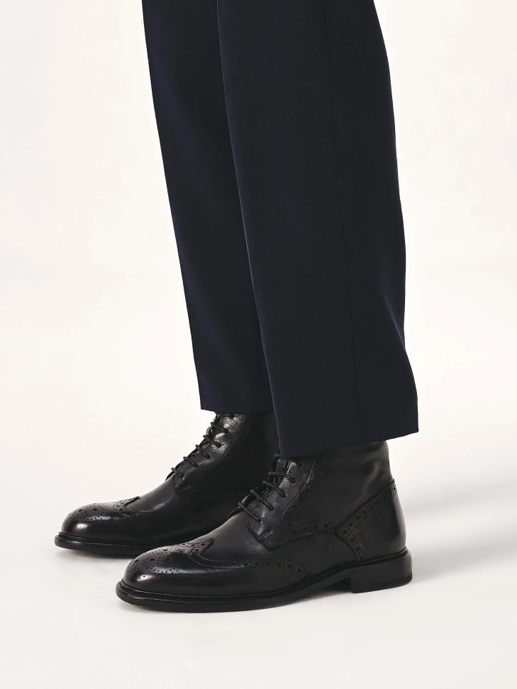 Kazar Black Brogue Decorated Boots