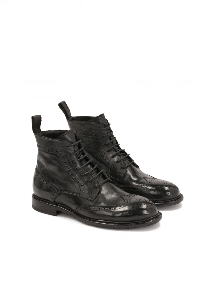 Kazar Black Brogue Decorated Boots