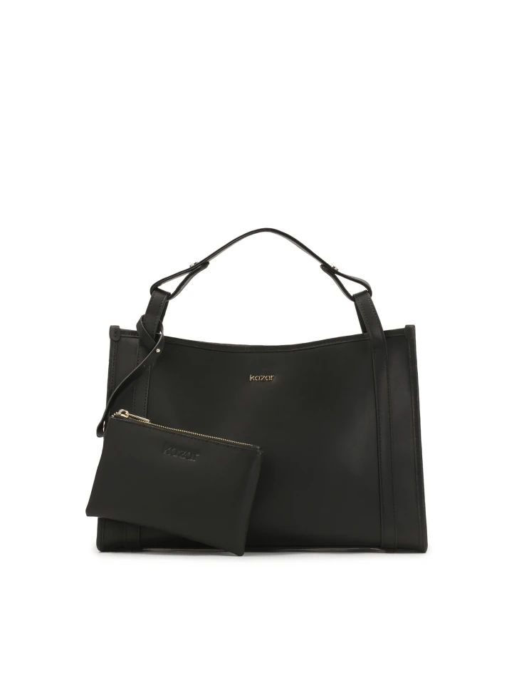 kazar Black capacious handbag with pouch