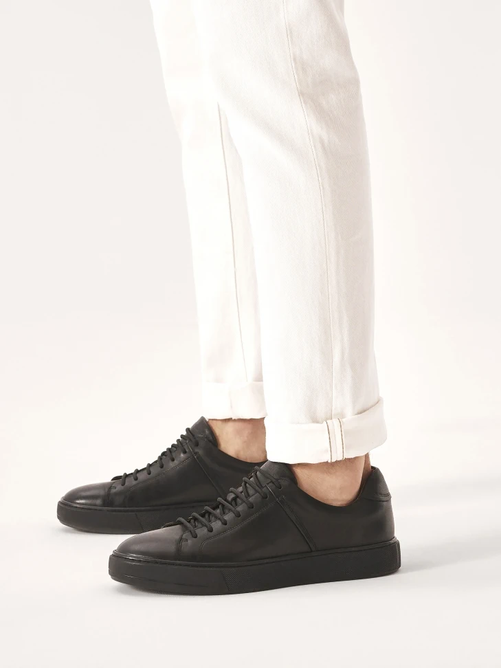 Kazar Black Casual Leather Sneakers