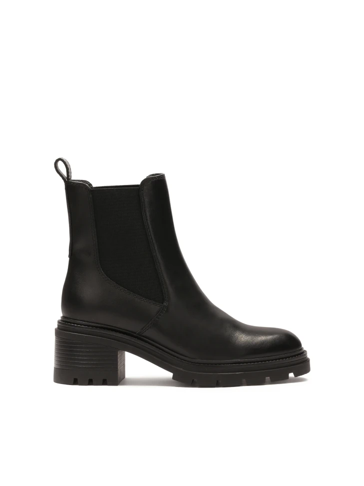 kazar Black Chelsea boots with wide heels