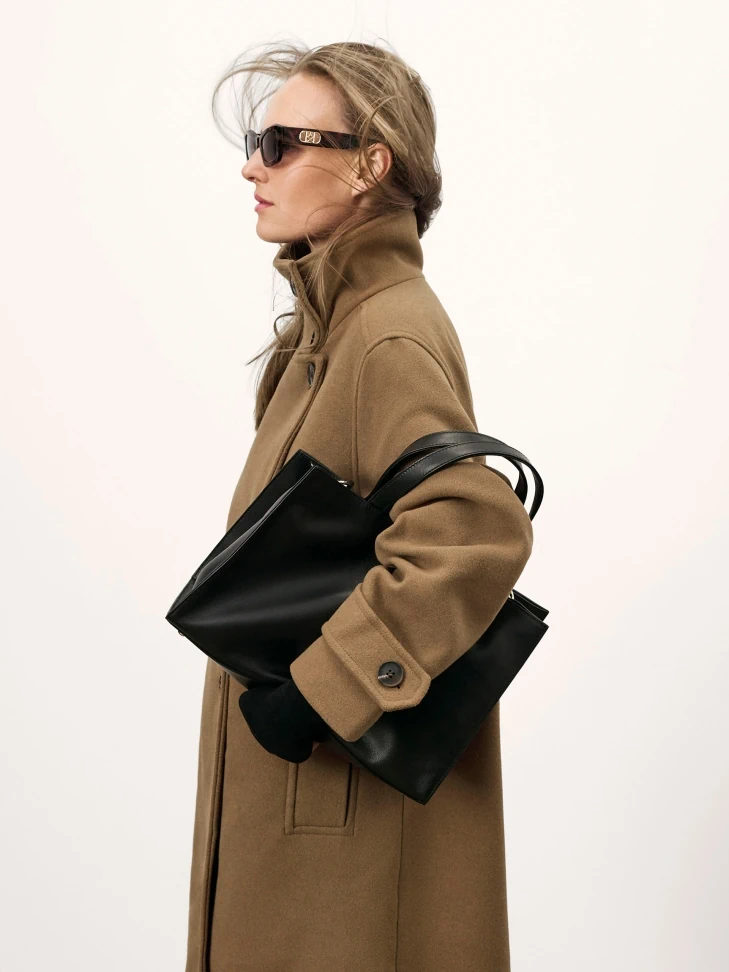 Kazar Black Classic Handbag With Two Handles