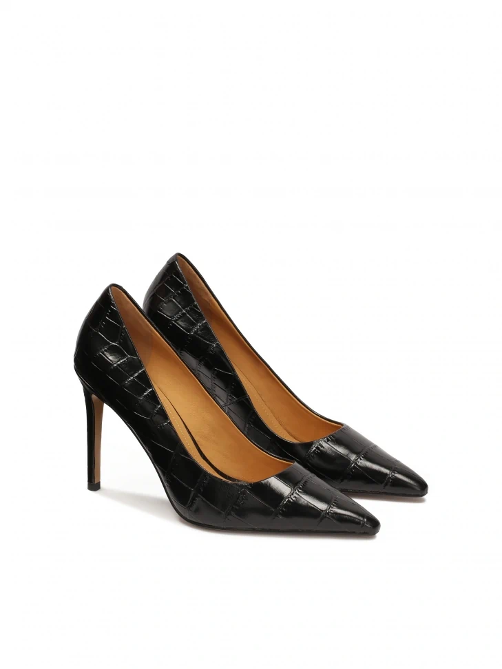Kazar Black Classic Stilettos In Crocus Pattern