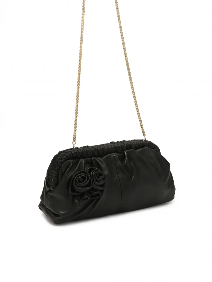 Kazar Black Clutch Bag With 3D Roses