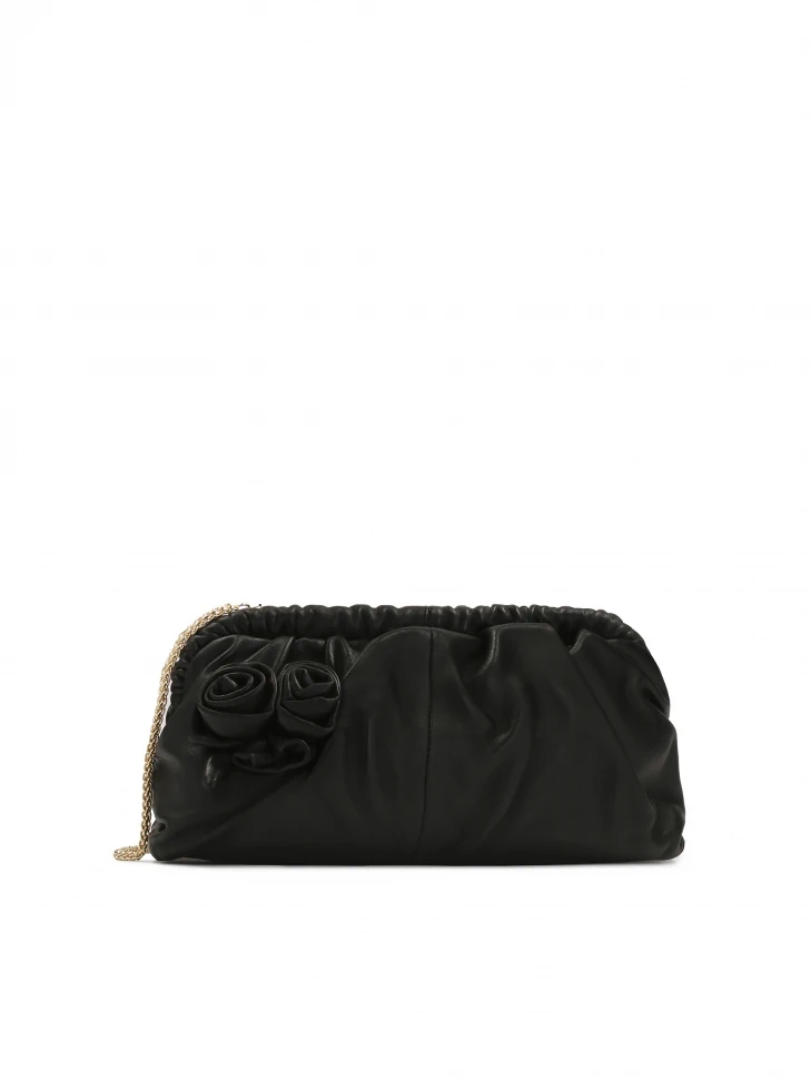kazar Black clutch bag with 3D roses