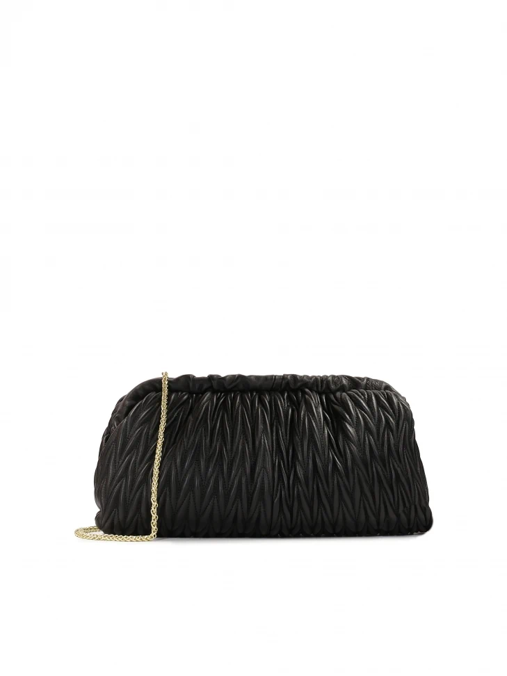 kazar Black clutch bag with quilted pattern
