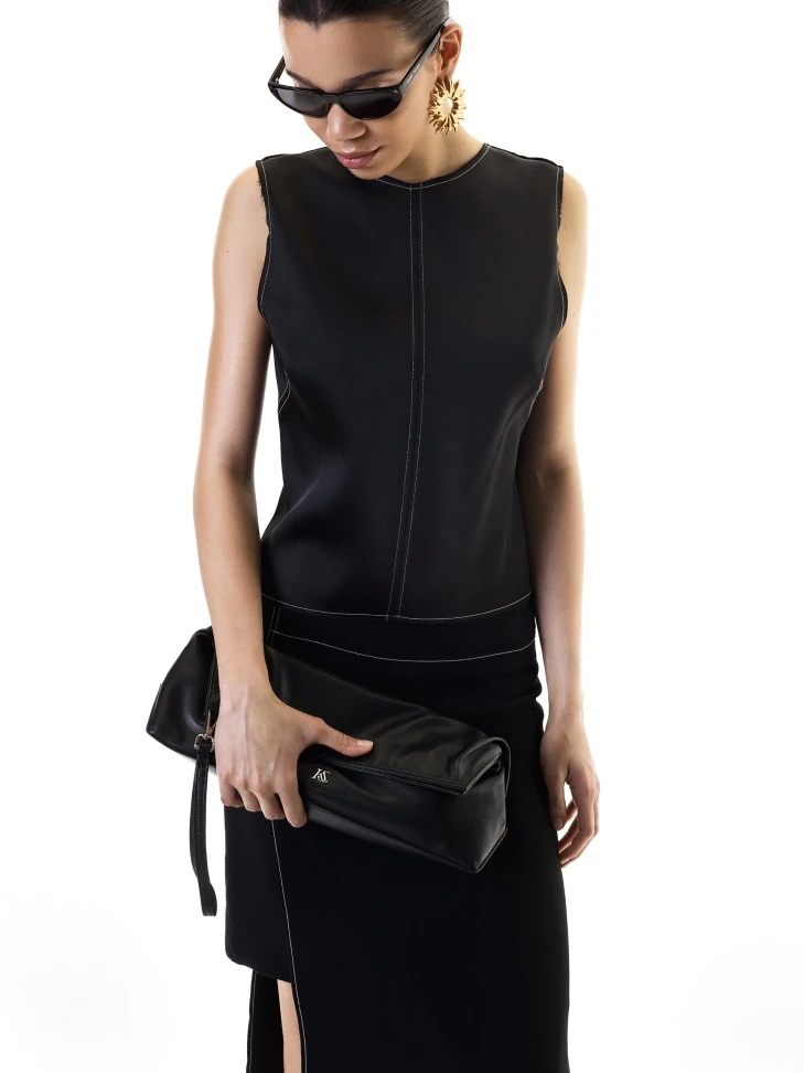 Kazar Black Clutch Bag With Small Monogram