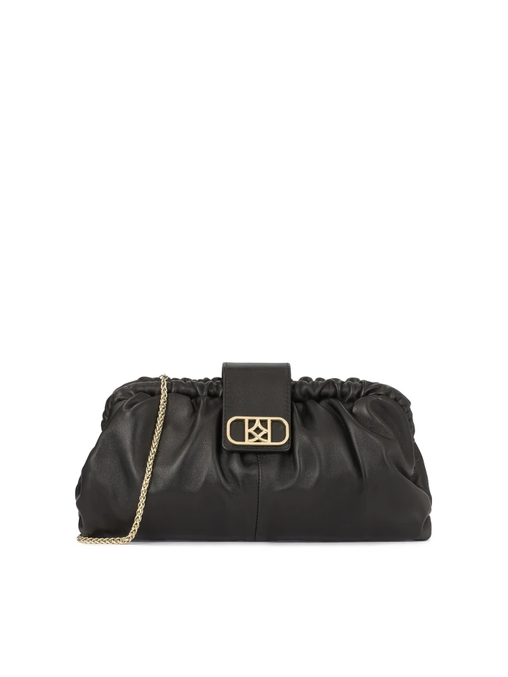 Kazar Black Clutch Handbag With Striking Logo