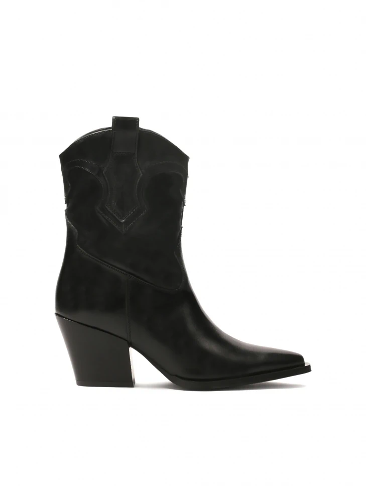 kazar Black cowboy boots with decorated upper