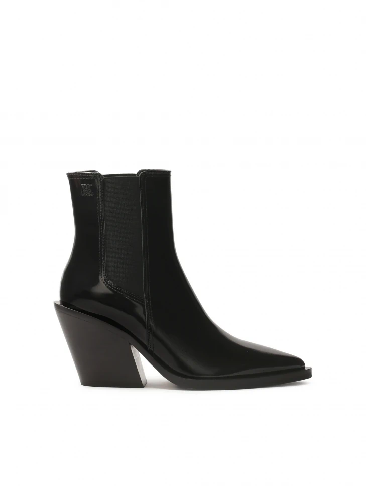 kazar Black cowboy boots with shearling heels
