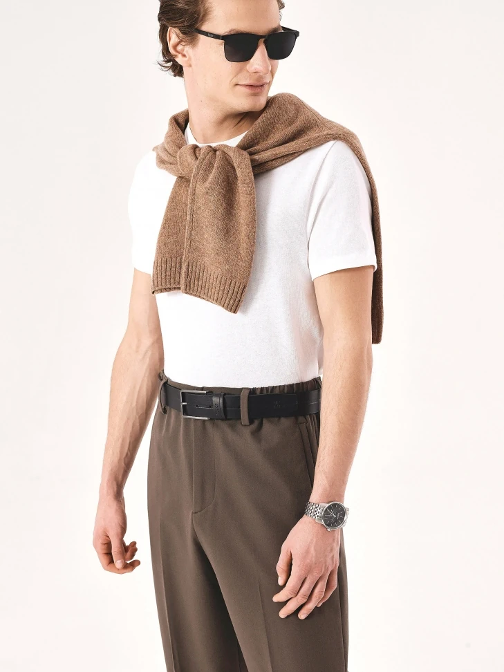 Kazar Black Decorated Belt With Matte Buckle