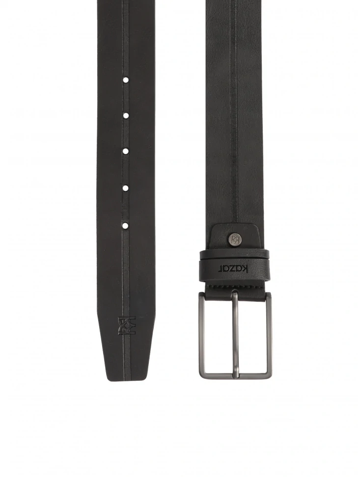 Kazar Black Decorated Belt With Matte Buckle