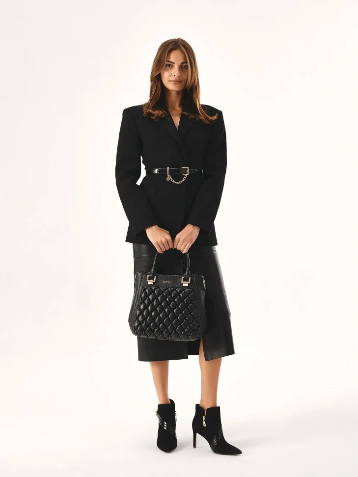 Kazar Black Elegant Soft Leather Handbag