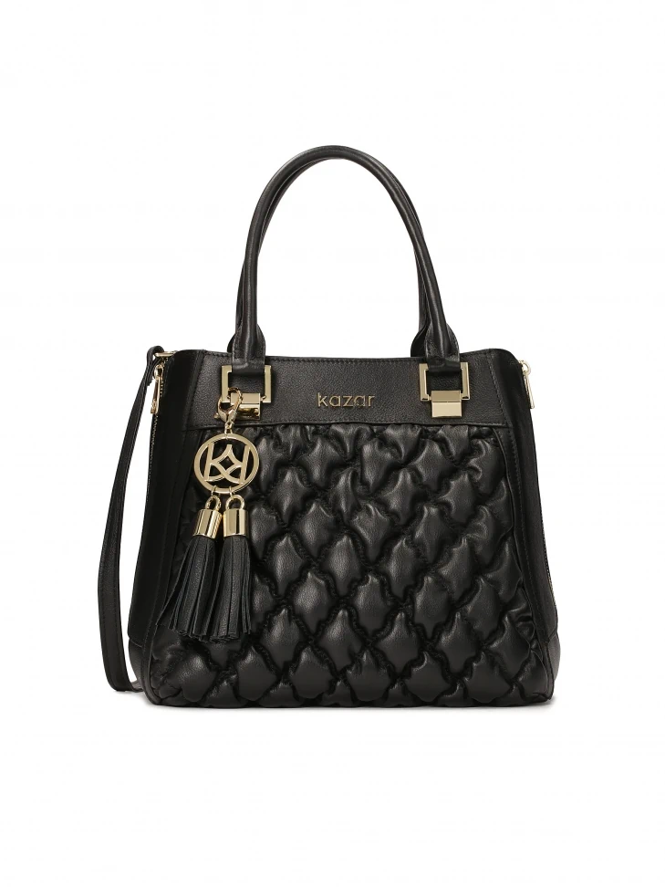 kazar Black elegant soft leather handbag