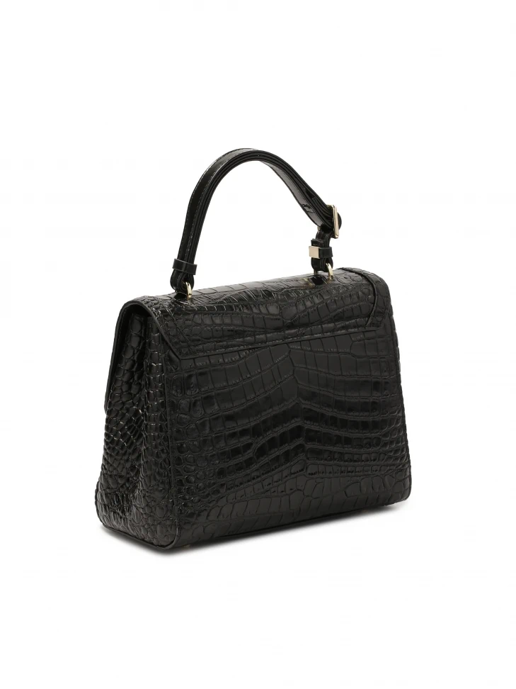 Kazar Black Embossed Leather Bag