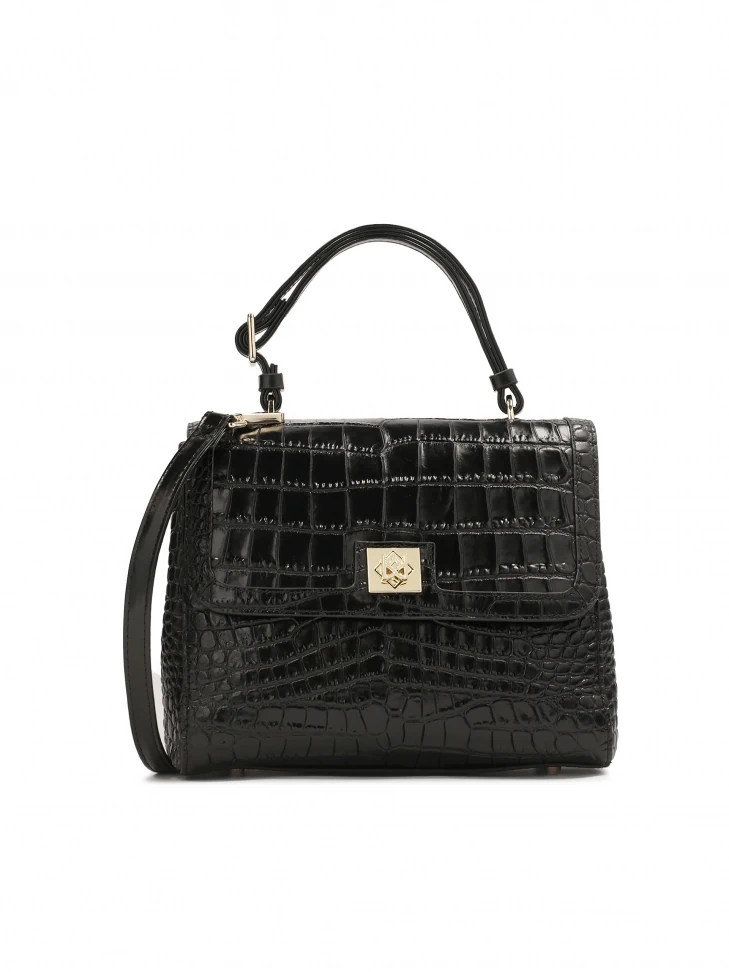kazar Black embossed leather bag