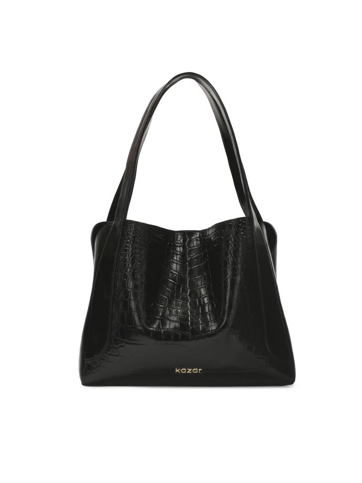 kazar Black embossed leather handbag