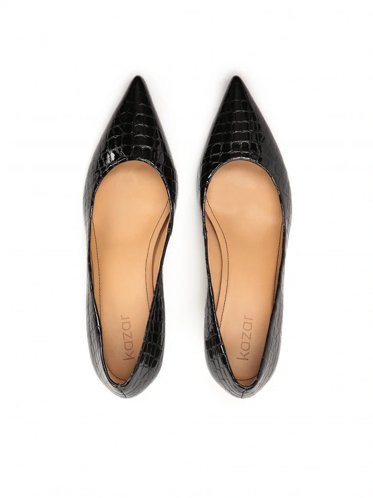 Kazar Black Embossed Leather Pumps