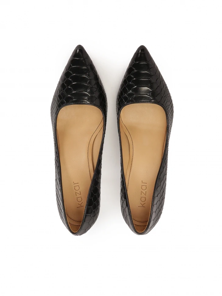 Kazar Black Embossed Leather Pumps