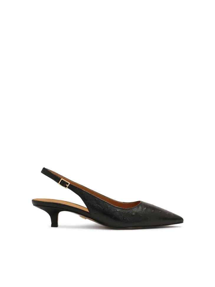 kazar Black embossed leather slingback pumps