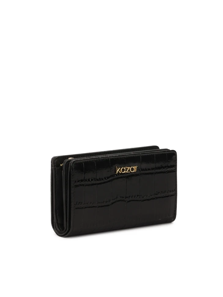 Kazar Black Embossed Leather Wallet
