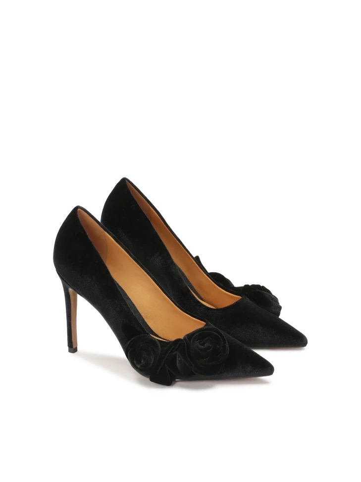 Kazar Black Evening Stilettos With Flowers