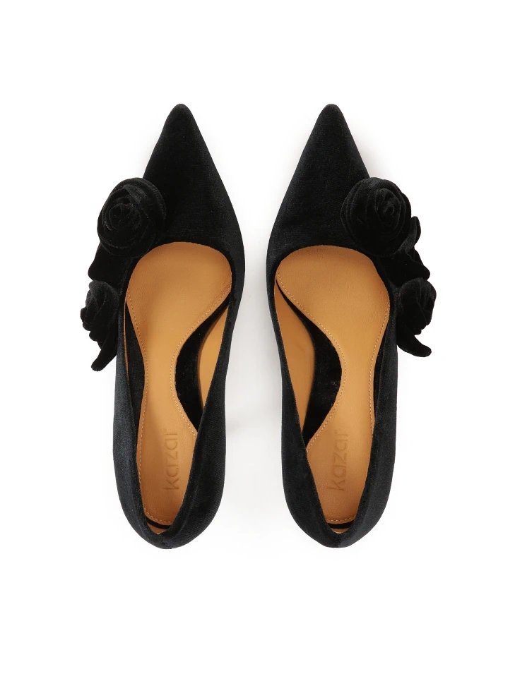 Kazar Black Evening Stilettos With Flowers