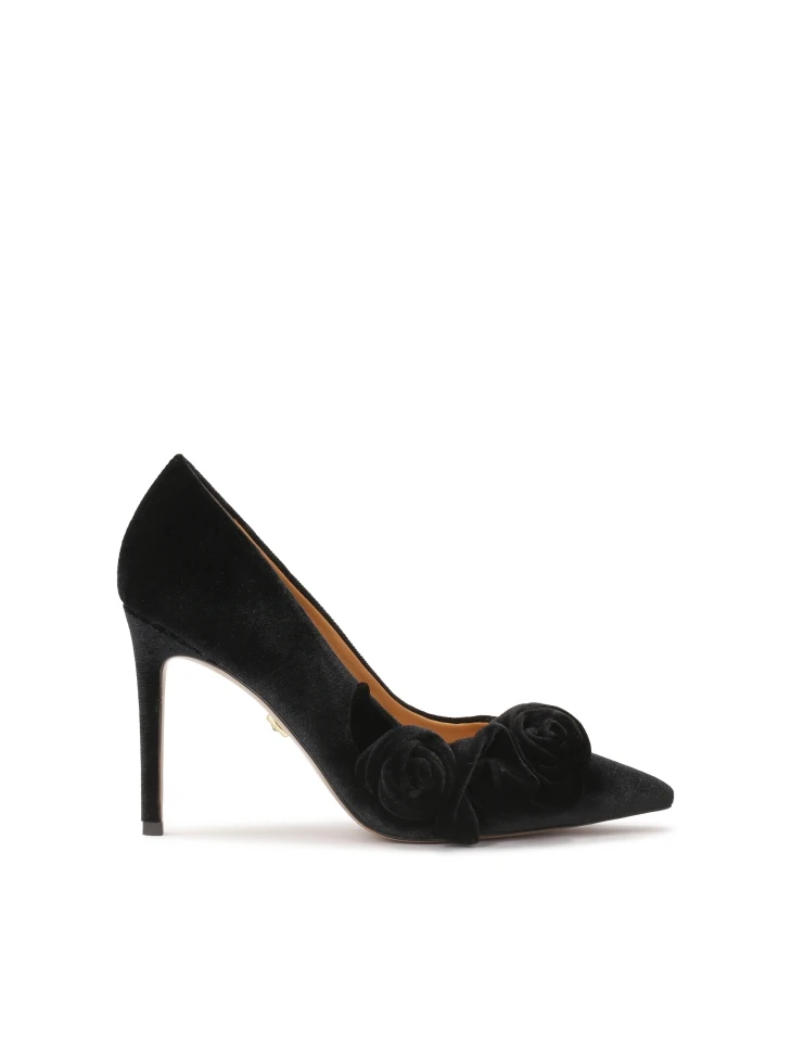 kazar Black evening stilettos with flowers