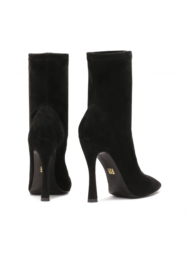 Kazar Black Fabric Boots With A Contoured Heel