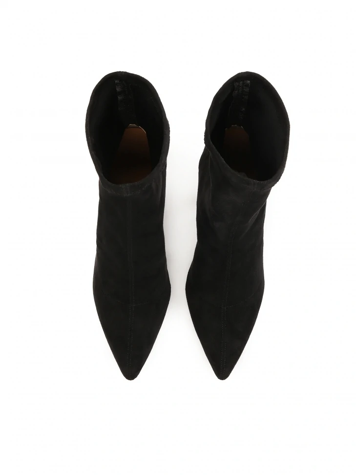 Kazar Black Fabric Boots With A Contoured Heel