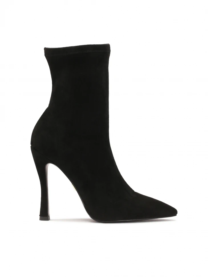 kazar Black fabric boots with a contoured heel